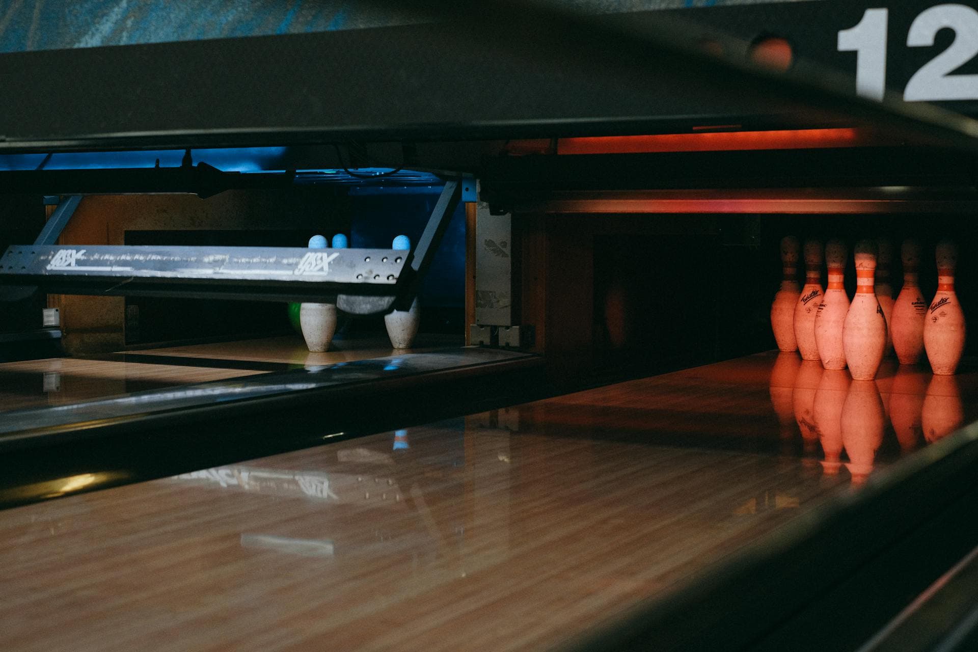 Inside Rolling Meadow Lanes — lane vanishing toward the pins
